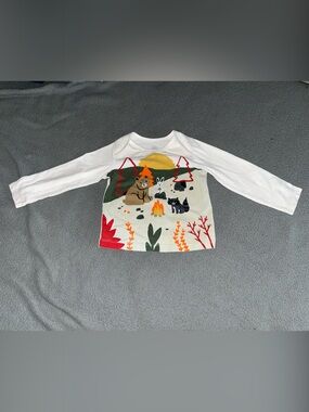 OshKosh B'gosh White Long-Sleeve Campfire Animal Graphic Tee